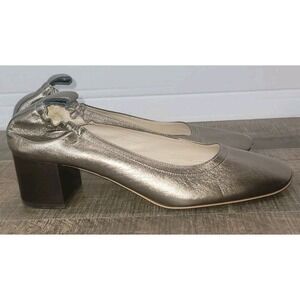 Everlane The Italian Leather Day Heel Women's 8 Elastic Back Metallic Gold